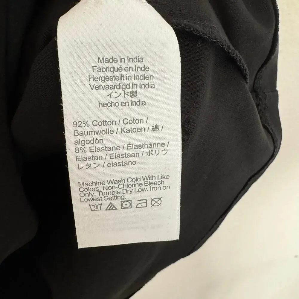 J.Crew Top WMNS M Black Solid Cap Sleeve Square Neck Stretch Cotton Balletcore